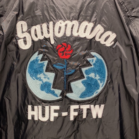 HUF SAYONARA EMBROIDERED COACHES JACKET IN BLACK - Picture 9 of 12